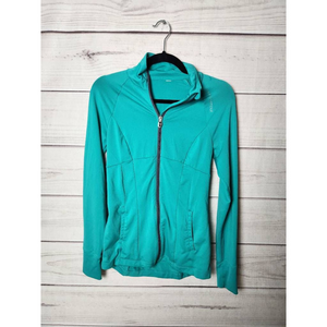 Under Armour Womens Track Jacket Green Pockets Full‎ Zip Mid Stand-Up Logo S